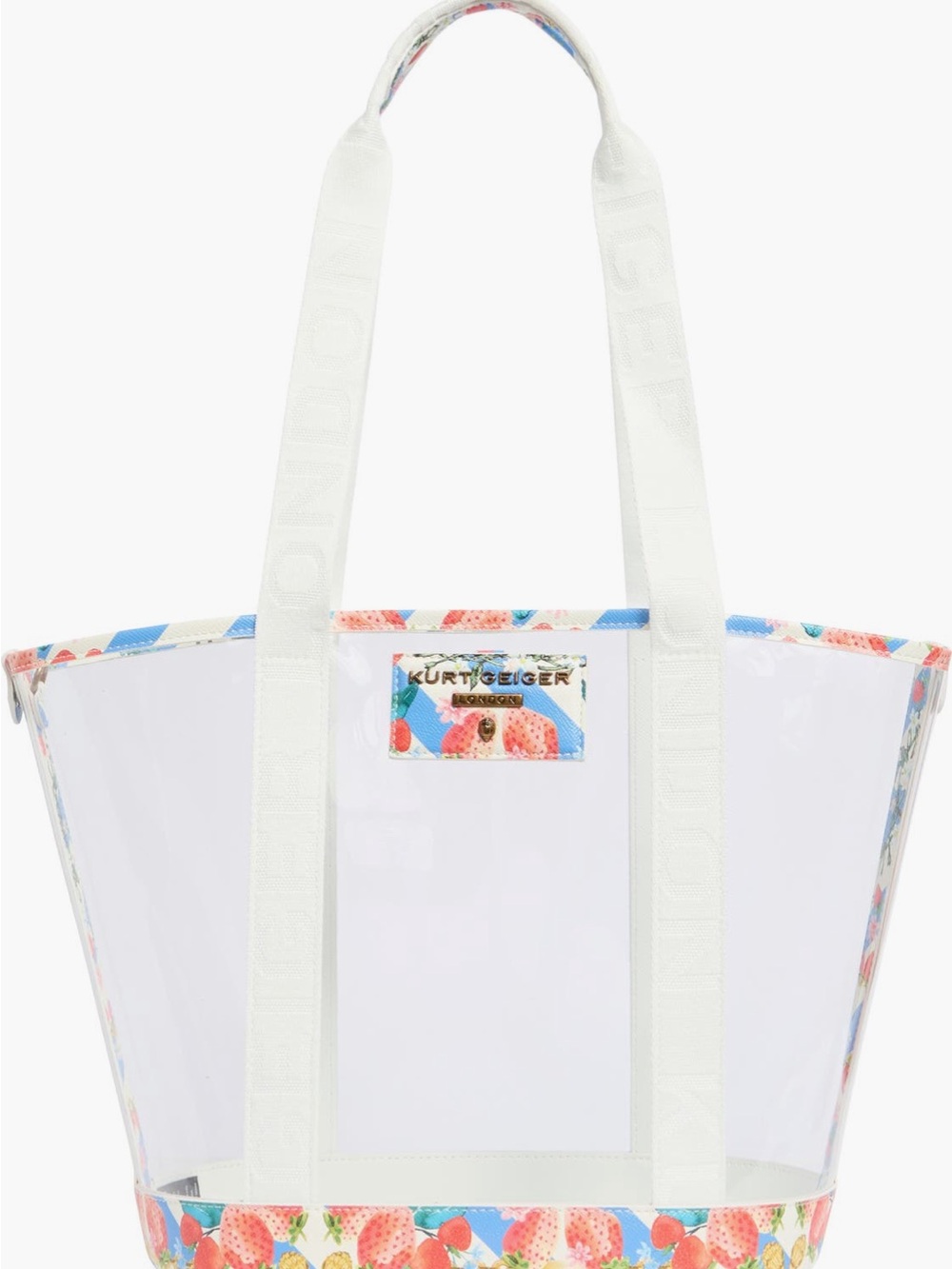 Title:Kurt Geiger Hampstead Clear Vinyl Tote & Strawberry Pouch Set